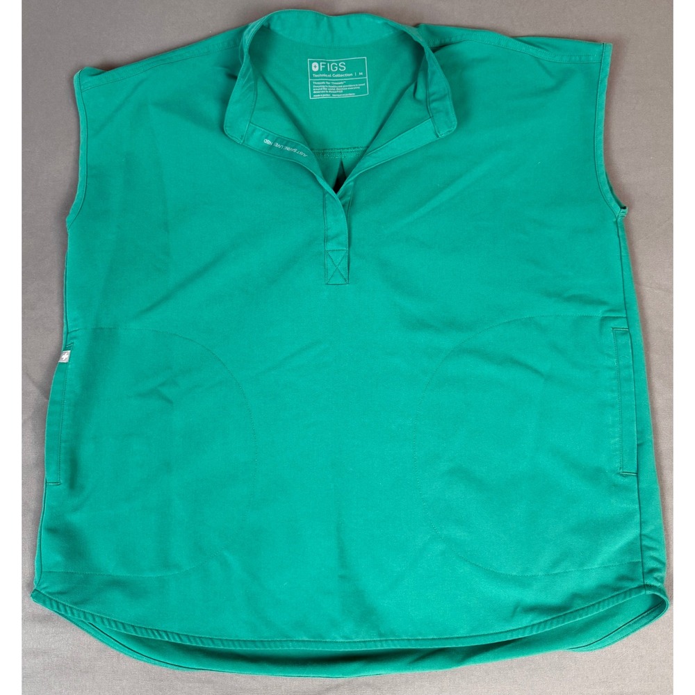 Figs Rafaela Oversized Scrub Top Womens Medium Green Sleeveless V Neck